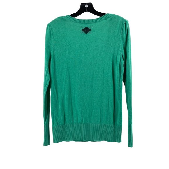 Old Navy Women's Green Knit Long Sleeve Sweater Argyle Scoop Neck Size M - Picture 4 of 10